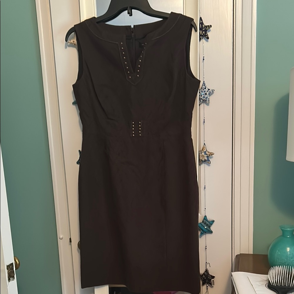 Tahari Brown Sleeveless Sheath Dress 6P